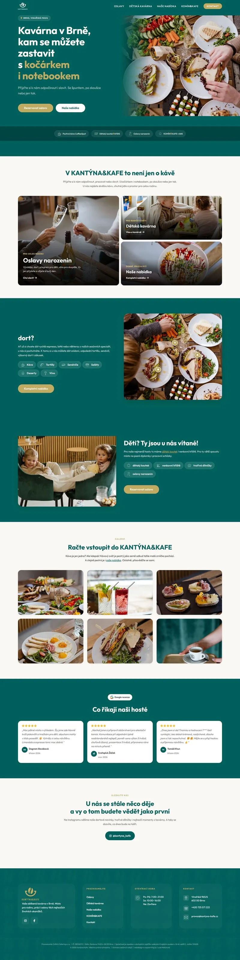 Ukázka webu Kantyna Kafe