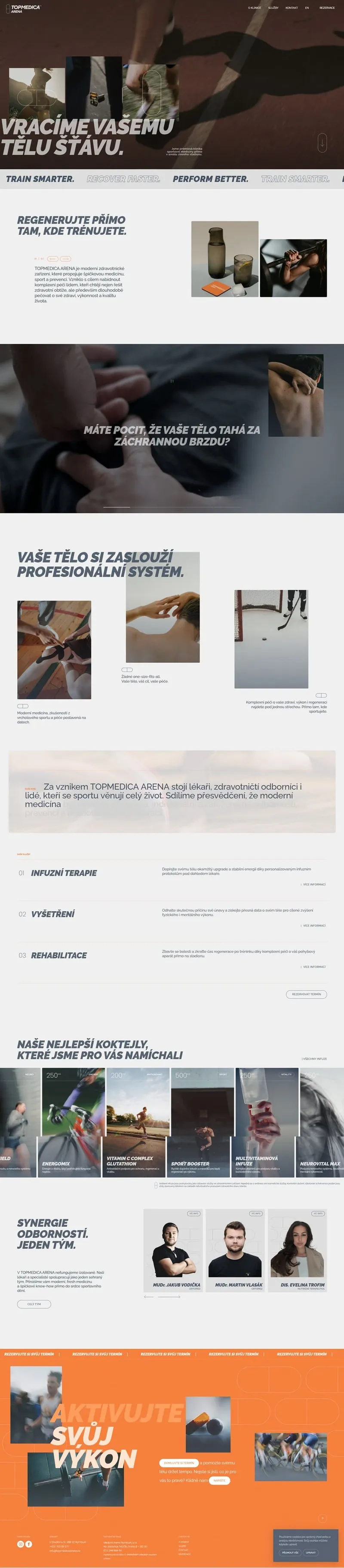 Ukázka webu Top Medica Arena
